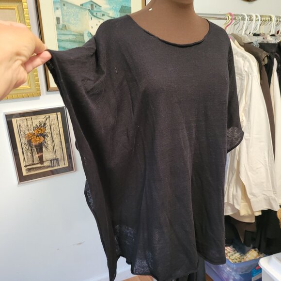 Eskandar Original Black Lightweight Linen/Cotton Blend Knit Top - Picture 4 of 5